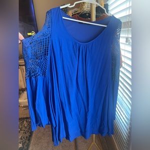Royal Blue cold shoulder fully lined swing dress
